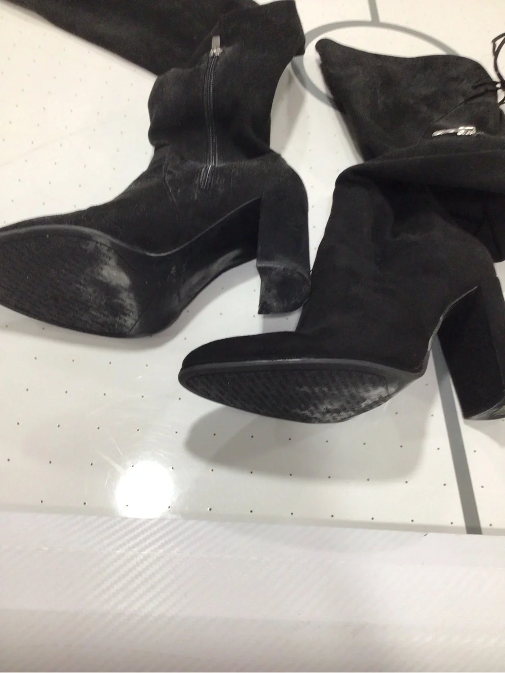 Marc Fisher Black Over-The-Knee Pointed-Toe Zip Boots